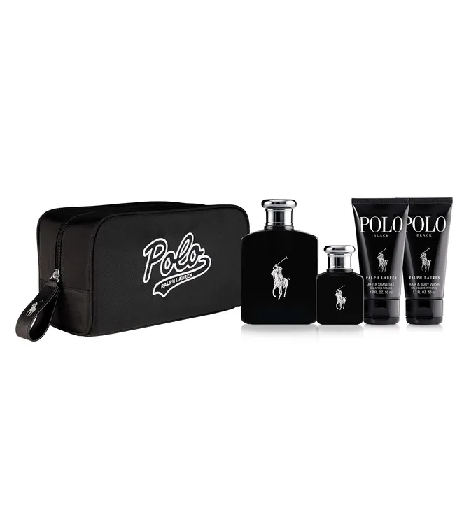 RALPH LAUREN POLO BLACK MENS EDT SET 4.2 4PC